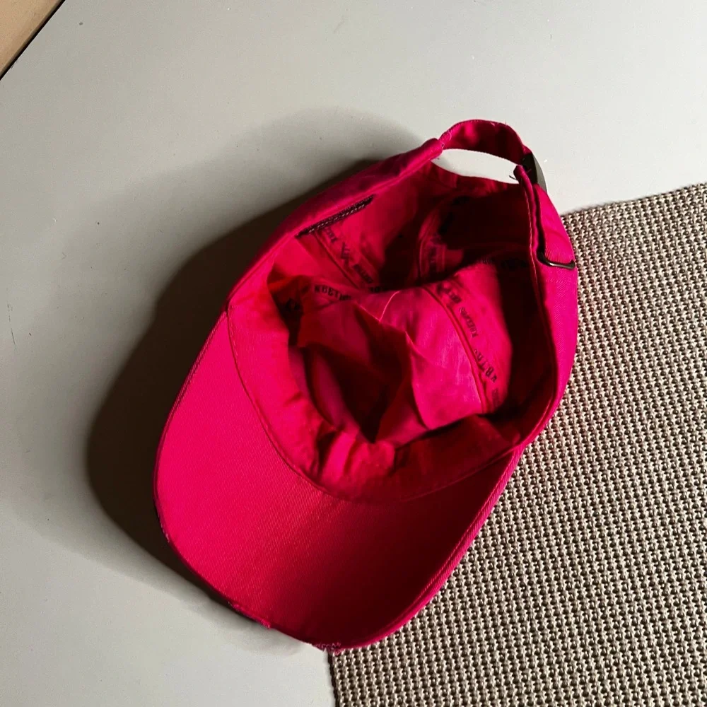 KBETHOS Hot Pink Gothic Rhinestone Cross Distressed Baseball Cap Hat Y2K Edgy
